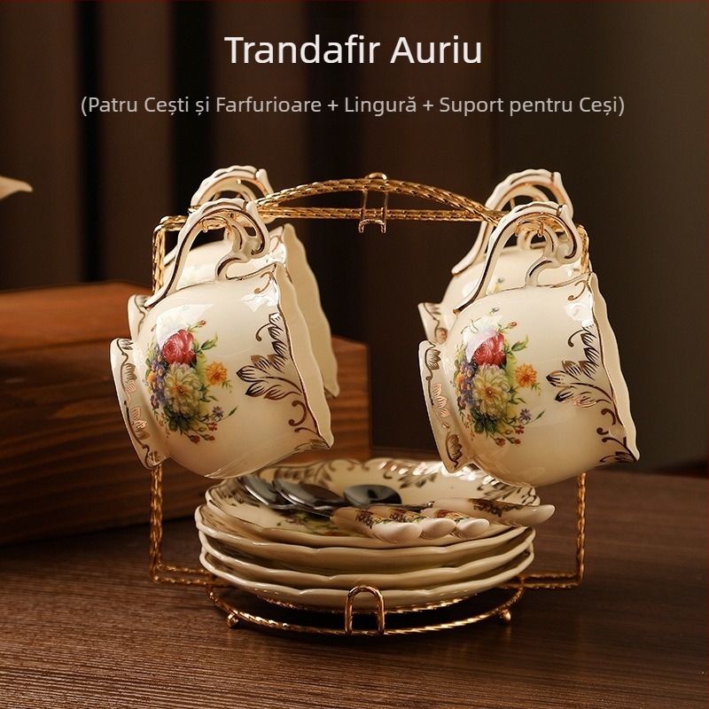 Ceașcă de cafea în stil european, potrivită pentru uz casnic de lux, ceașcă de ceai de după-amiază, ceașcă de cafea ceramică fină de înaltă calitate și farfurie