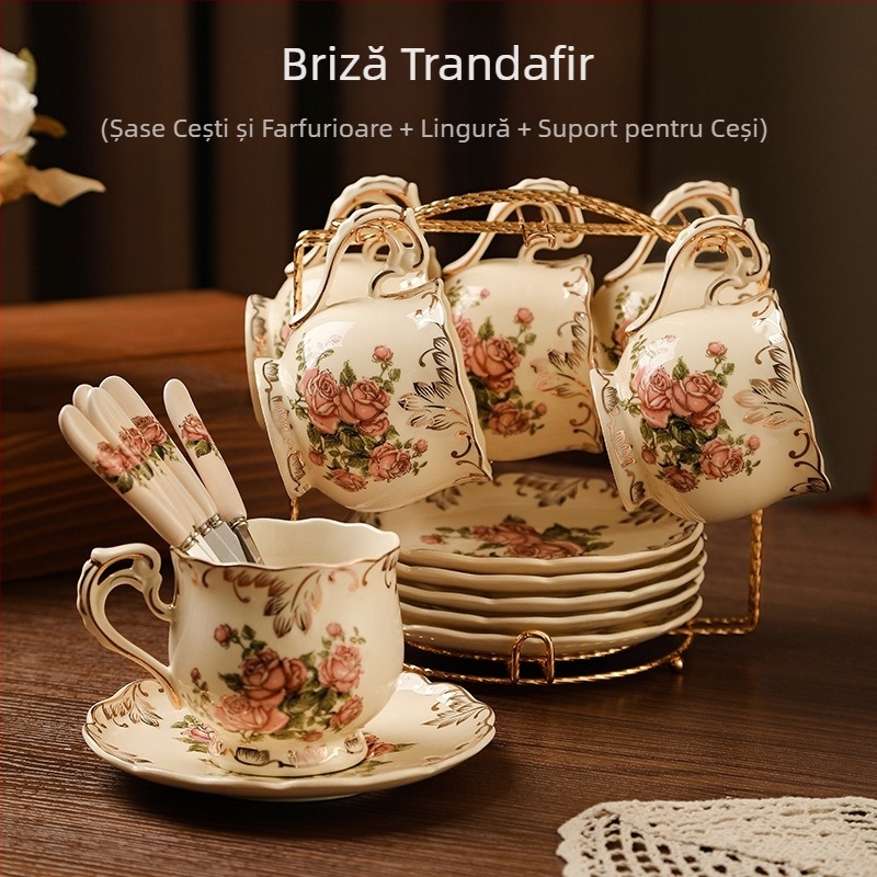 Ceașcă de cafea în stil european, potrivită pentru uz casnic de lux, ceașcă de ceai de după-amiază, ceașcă de cafea ceramică fină de înaltă calitate și farfurie