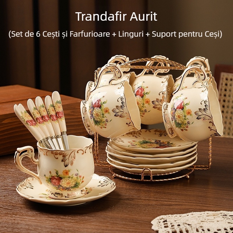 Ceașcă de cafea în stil european, potrivită pentru uz casnic de lux, ceașcă de ceai de după-amiază, ceașcă de cafea ceramică fină de înaltă calitate și farfurie