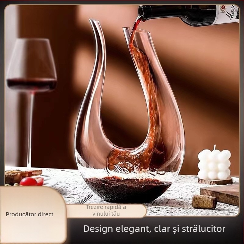 Decantor de vin în formă de U, tip harpă, pentru uz casnic, set de dozator de vin din sticlă cristalină cu șase caractere, sticlă de vin en-gros