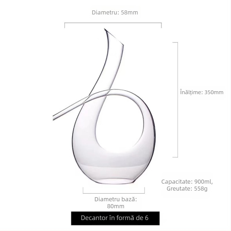 Decantor de vin în formă de U, tip harpă, pentru uz casnic, set de dozator de vin din sticlă cristalină cu șase caractere, sticlă de vin en-gros