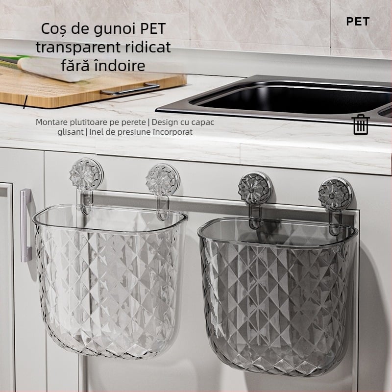 Coș de gunoi de bucătărie, montat pe perete, pentru toaletă, baie, living, coș de hârtie, capacitate mare, pliabilă, găleată de depozitare a deșeurilor de bucătărie, pliabilă