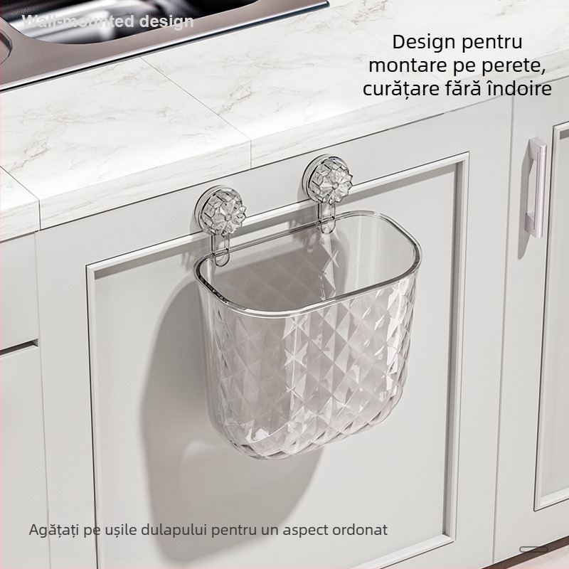 Coș de gunoi de bucătărie, montat pe perete, pentru toaletă, baie, living, coș de hârtie, capacitate mare, pliabilă, găleată de depozitare a deșeurilor de bucătărie, pliabilă