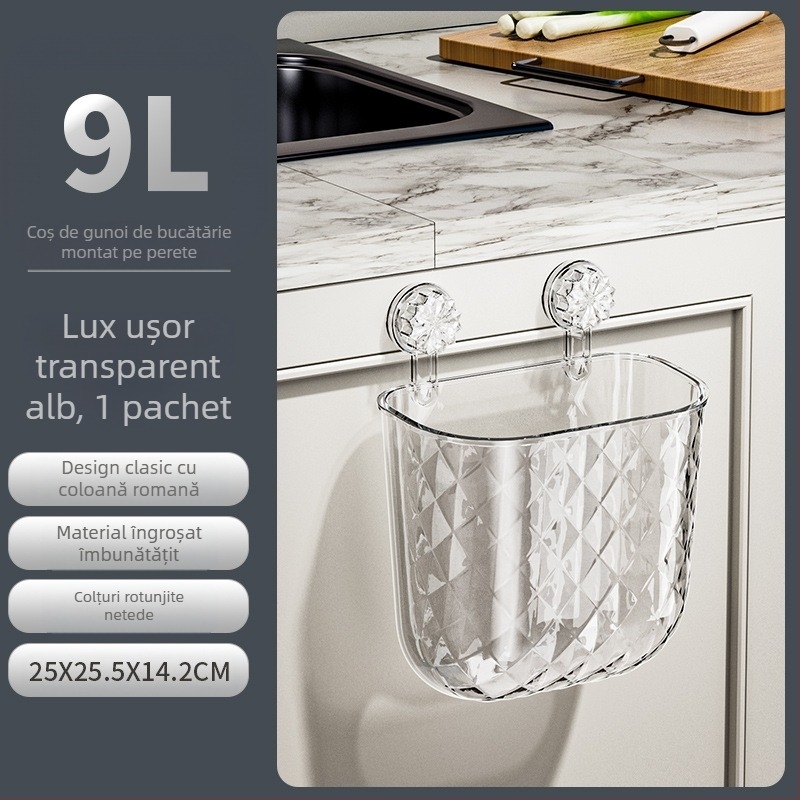 Coș de gunoi de bucătărie, montat pe perete, pentru toaletă, baie, living, coș de hârtie, capacitate mare, pliabilă, găleată de depozitare a deșeurilor de bucătărie, pliabilă