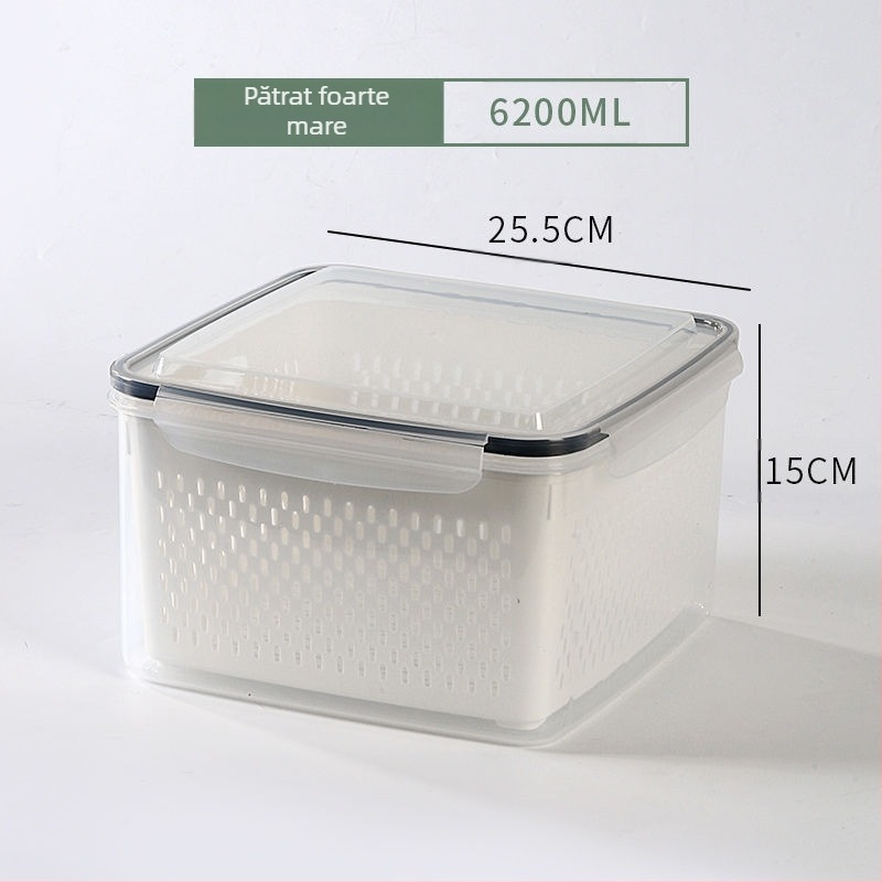 Cutie de depozitare transparentă pentru frigider cu scurgere dublă de uz casnic, cutie sigilată pentru alimente congelate, en-gros