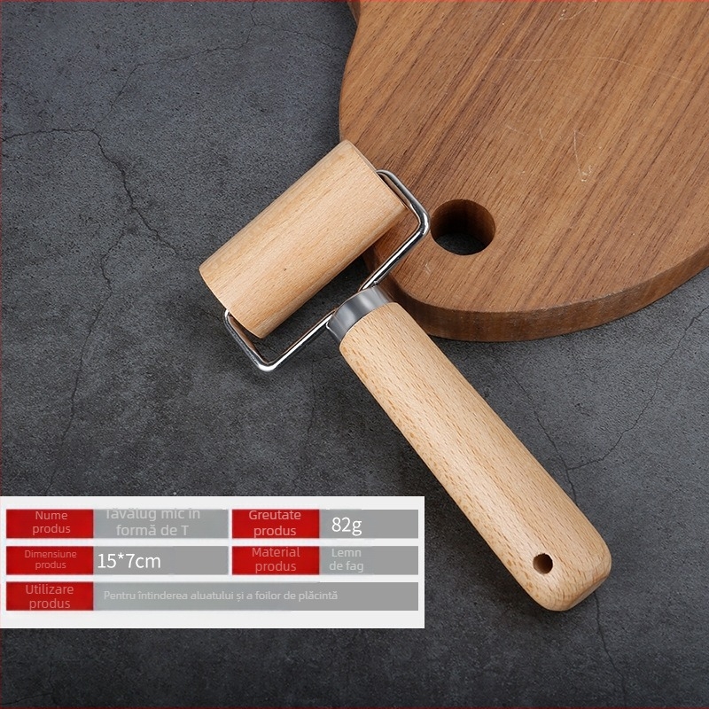 Rolă din lemn masiv, sucitor de găluște, stick de copt, gadgeturi din lemn, sucitor de găluște, piele, gadgeturi de bucătărie de uz casnic