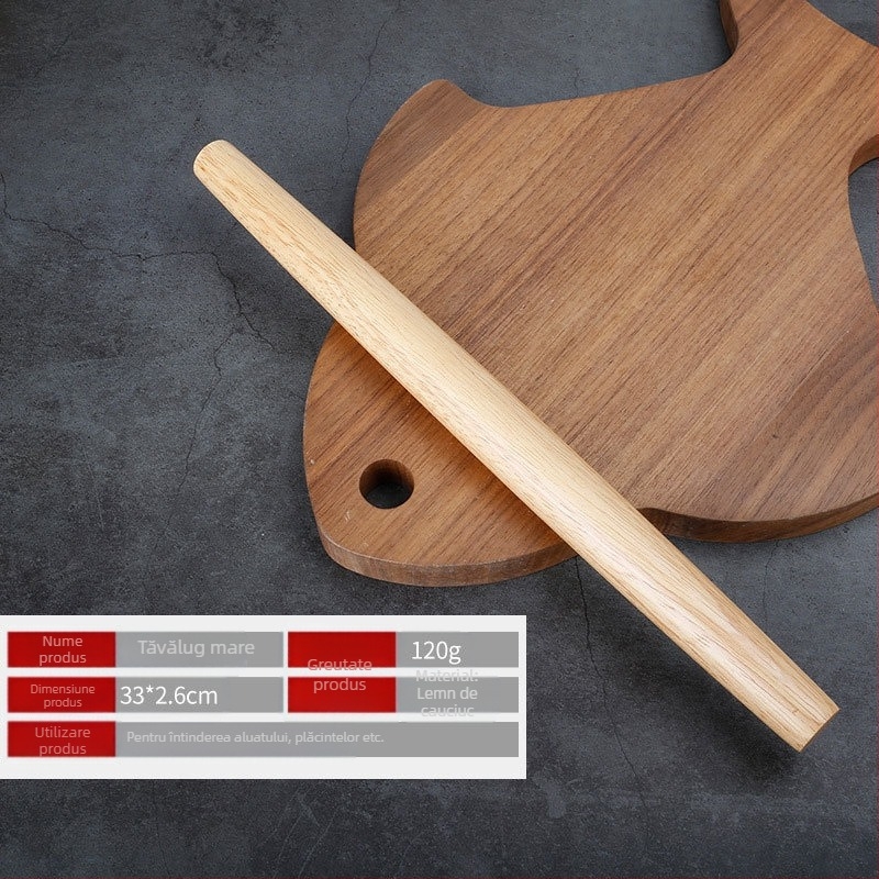 Rolă din lemn masiv, sucitor de găluște, stick de copt, gadgeturi din lemn, sucitor de găluște, piele, gadgeturi de bucătărie de uz casnic