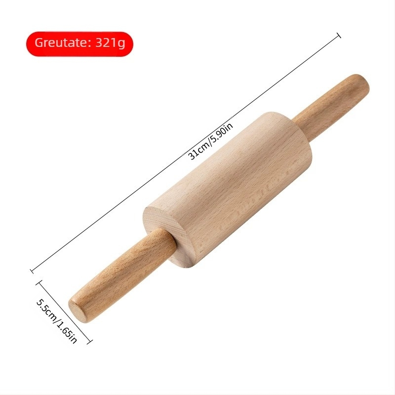 Rolă din lemn masiv, sucitor de găluște, stick de copt, gadgeturi din lemn, sucitor de găluște, piele, gadgeturi de bucătărie de uz casnic