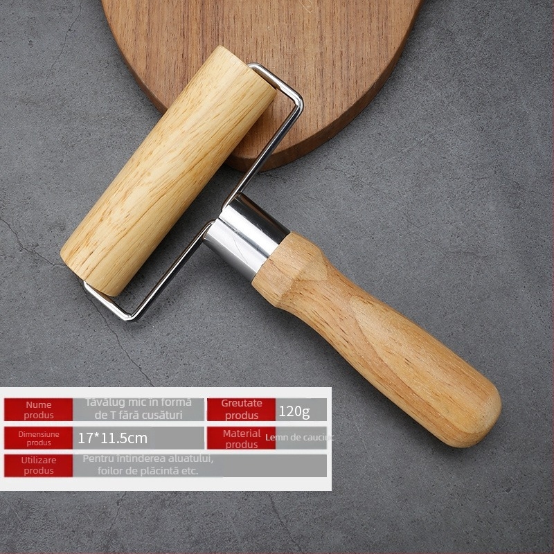 Rolă din lemn masiv, sucitor de găluște, stick de copt, gadgeturi din lemn, sucitor de găluște, piele, gadgeturi de bucătărie de uz casnic