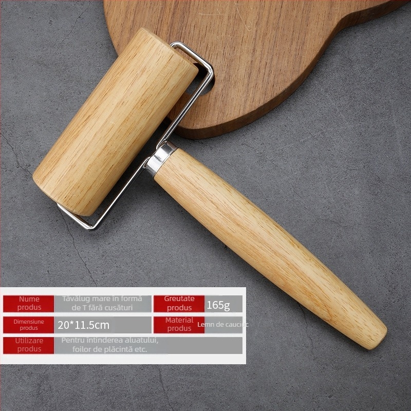 Rolă din lemn masiv, sucitor de găluște, stick de copt, gadgeturi din lemn, sucitor de găluște, piele, gadgeturi de bucătărie de uz casnic
