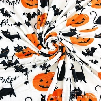 Pătură de flanel cu imprimeu de dovleac și liliac cu tematică de Halloween de la Amazon AliExpress