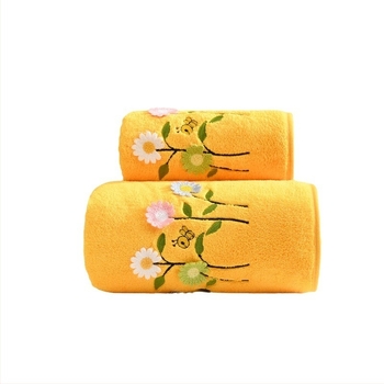 Prosop de baie din fleece coral, costum de prosop cadou en-gros, prosop cadou de mână, prosop de baie cu broderie florală, aprovizionare din fabrică