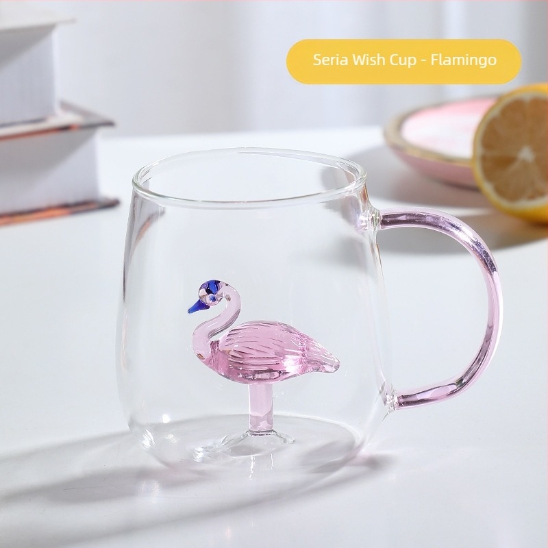Mâner de culoare animală din sticlă, cu desene animate, cană tridimensională cu animale, cu conținut ridicat de borosilicat, en-gros, sticlă nouă cu valoare ridicată de culoare, cu mâner