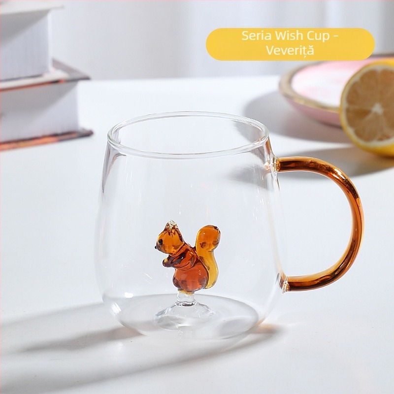 Mâner de culoare animală din sticlă, cu desene animate, cană tridimensională cu animale, cu conținut ridicat de borosilicat, en-gros, sticlă nouă cu valoare ridicată de culoare, cu mâner
