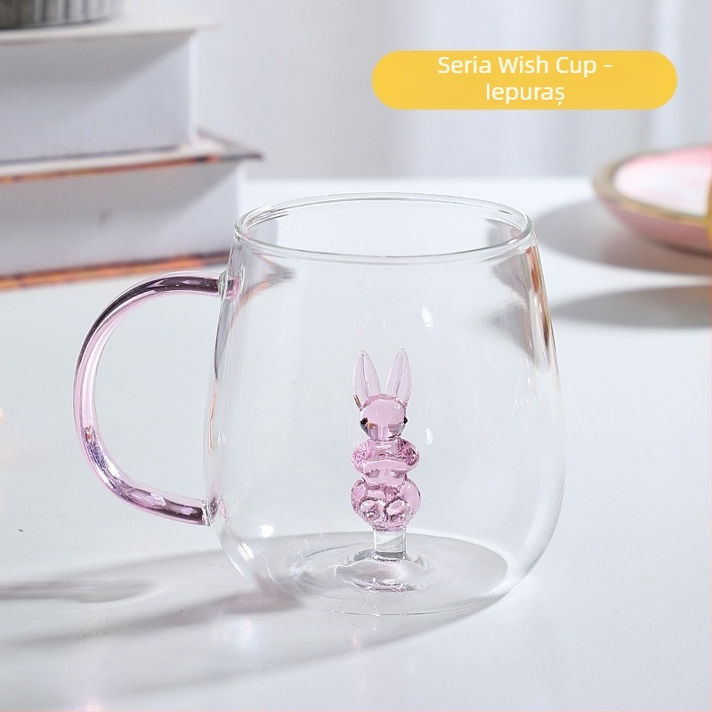Mâner de culoare animală din sticlă, cu desene animate, cană tridimensională cu animale, cu conținut ridicat de borosilicat, en-gros, sticlă nouă cu valoare ridicată de culoare, cu mâner
