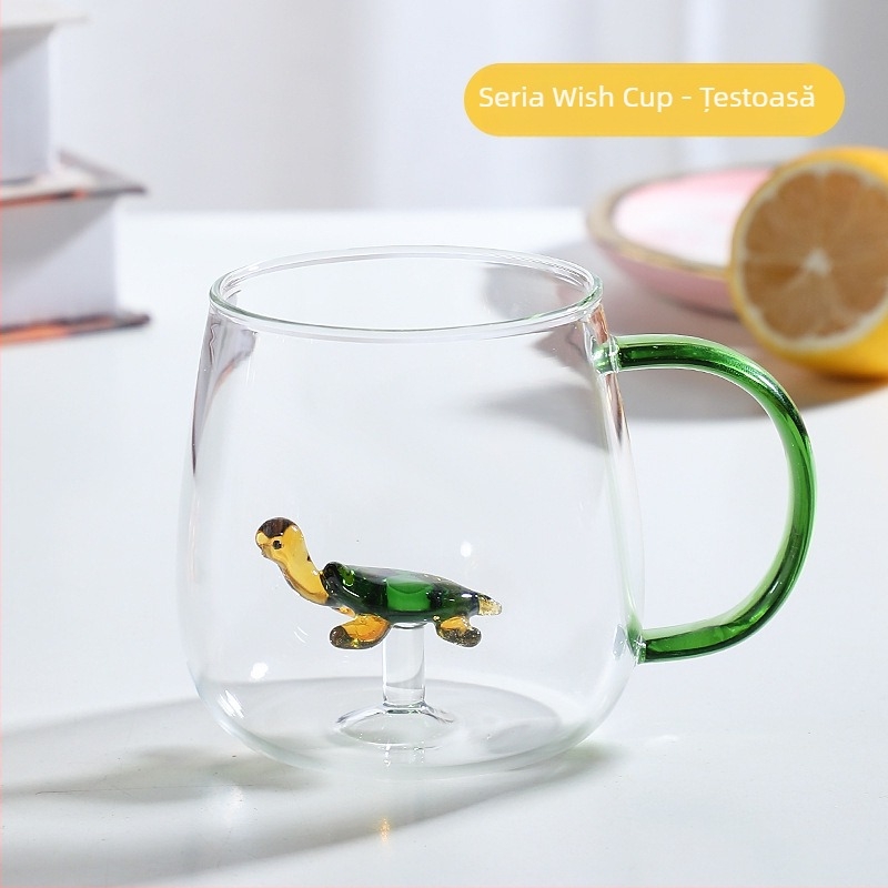 Mâner de culoare animală din sticlă, cu desene animate, cană tridimensională cu animale, cu conținut ridicat de borosilicat, en-gros, sticlă nouă cu valoare ridicată de culoare, cu mâner