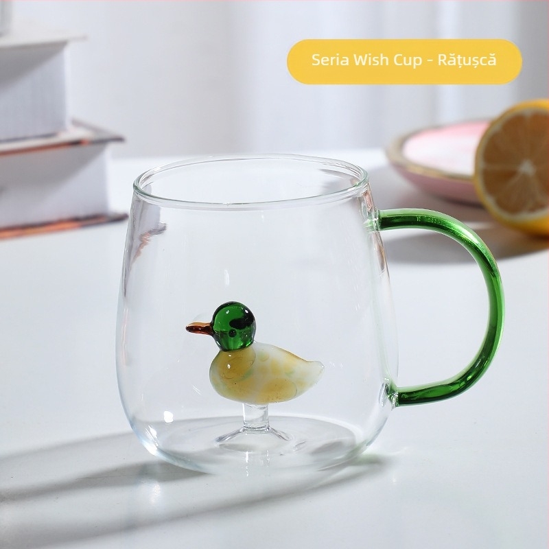 Mâner de culoare animală din sticlă, cu desene animate, cană tridimensională cu animale, cu conținut ridicat de borosilicat, en-gros, sticlă nouă cu valoare ridicată de culoare, cu mâner
