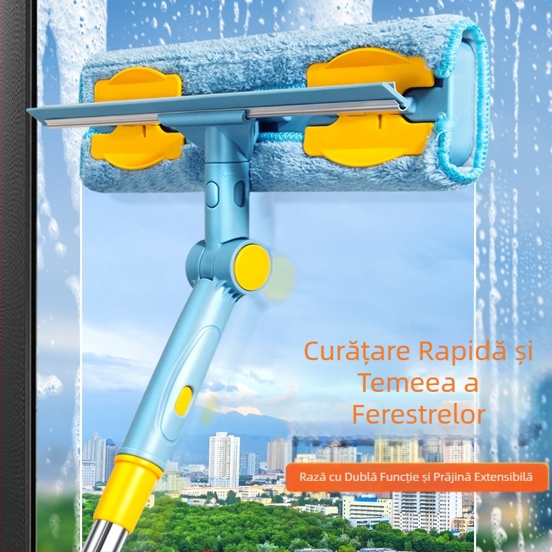 Perie telescopică pentru curățarea geamurilor, ștergătoare de geamuri, perie de curățare a geamurilor înalte, tijă mop, instrument de curățare