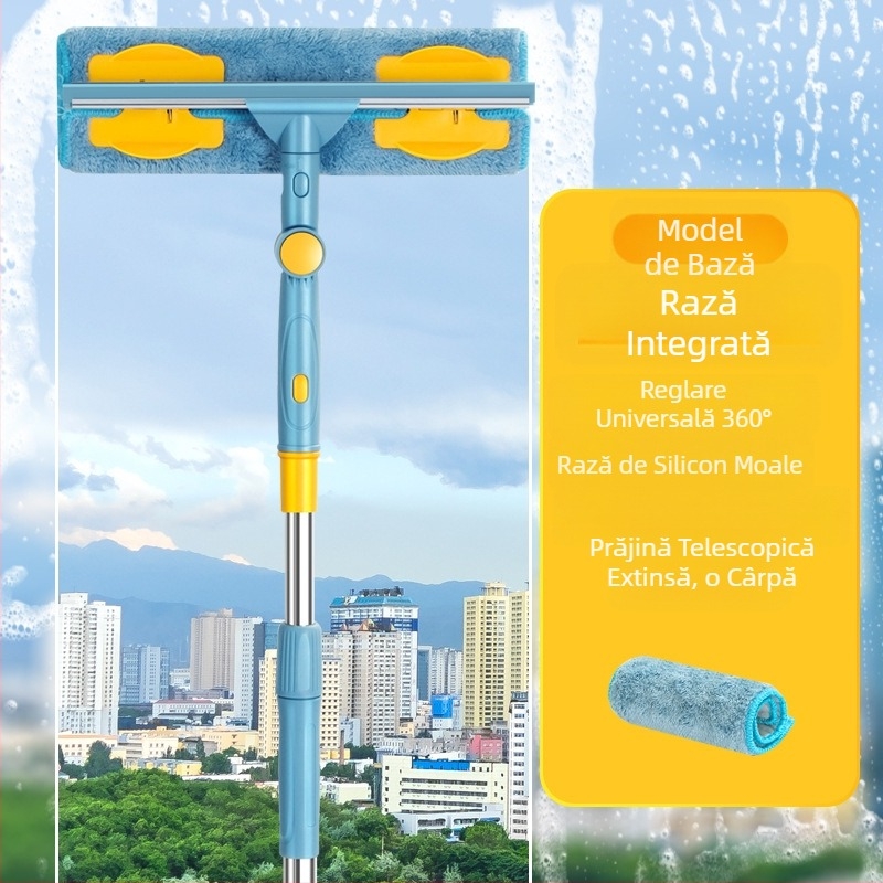 Perie telescopică pentru curățarea geamurilor, ștergătoare de geamuri, perie de curățare a geamurilor înalte, tijă mop, instrument de curățare