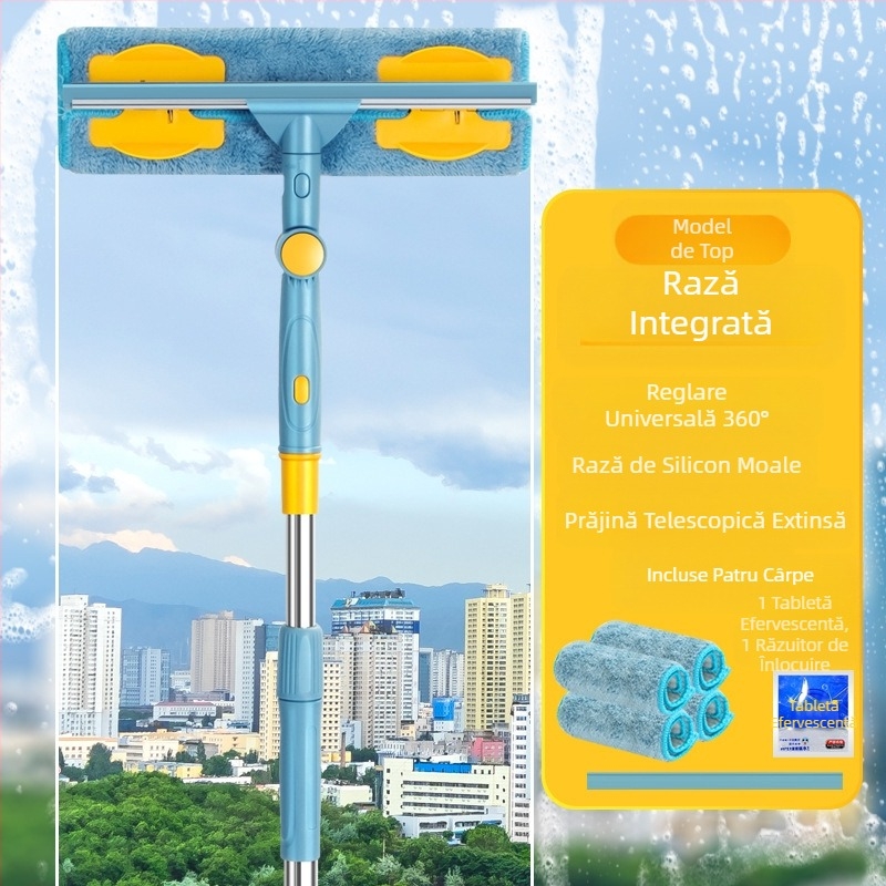 Perie telescopică pentru curățarea geamurilor, ștergătoare de geamuri, perie de curățare a geamurilor înalte, tijă mop, instrument de curățare