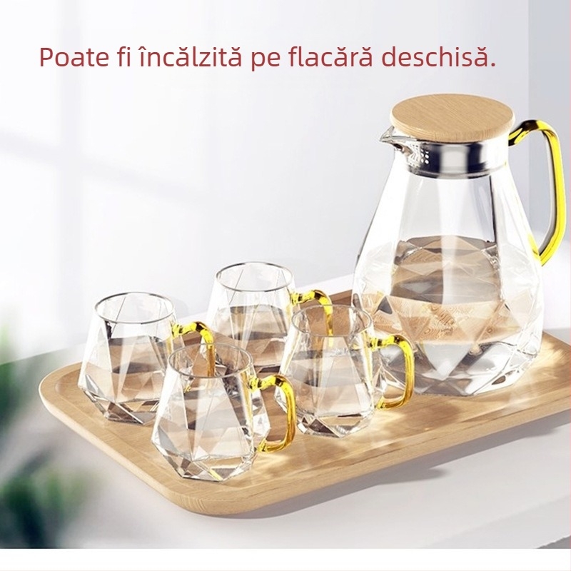 Set de ulcioare de apă din sticlă cu capacitate mare, pentru uz casnic, potrivite pentru apă rece, suc și Cold Brew
