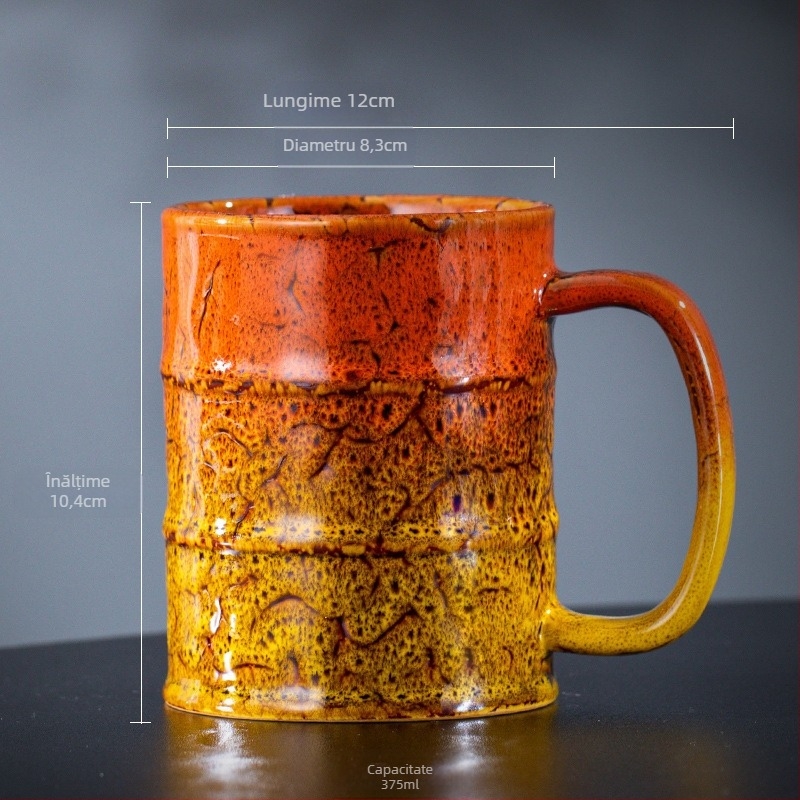 Cană ceramică strunjită la cuptor 375 ml, cană de bere Internet Celebrity, cană de bere personalizată creativă, pahar de vin artizanal, raport Fcm