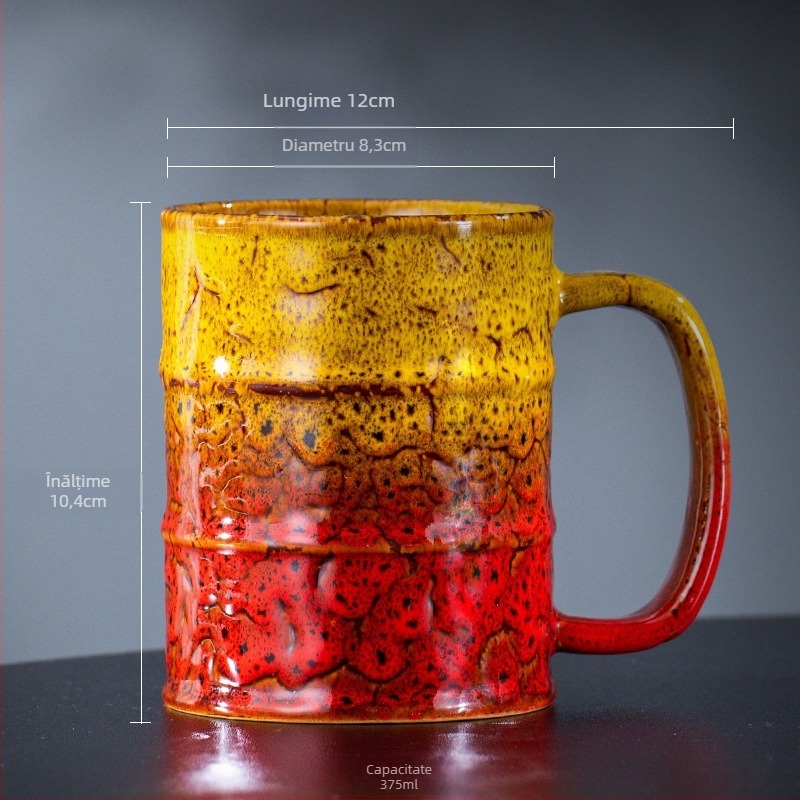 Cană ceramică strunjită la cuptor 375 ml, cană de bere Internet Celebrity, cană de bere personalizată creativă, pahar de vin artizanal, raport Fcm