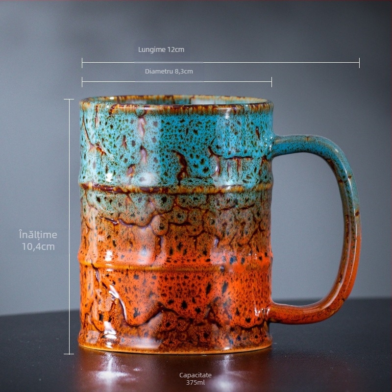 Cană ceramică strunjită la cuptor 375 ml, cană de bere Internet Celebrity, cană de bere personalizată creativă, pahar de vin artizanal, raport Fcm