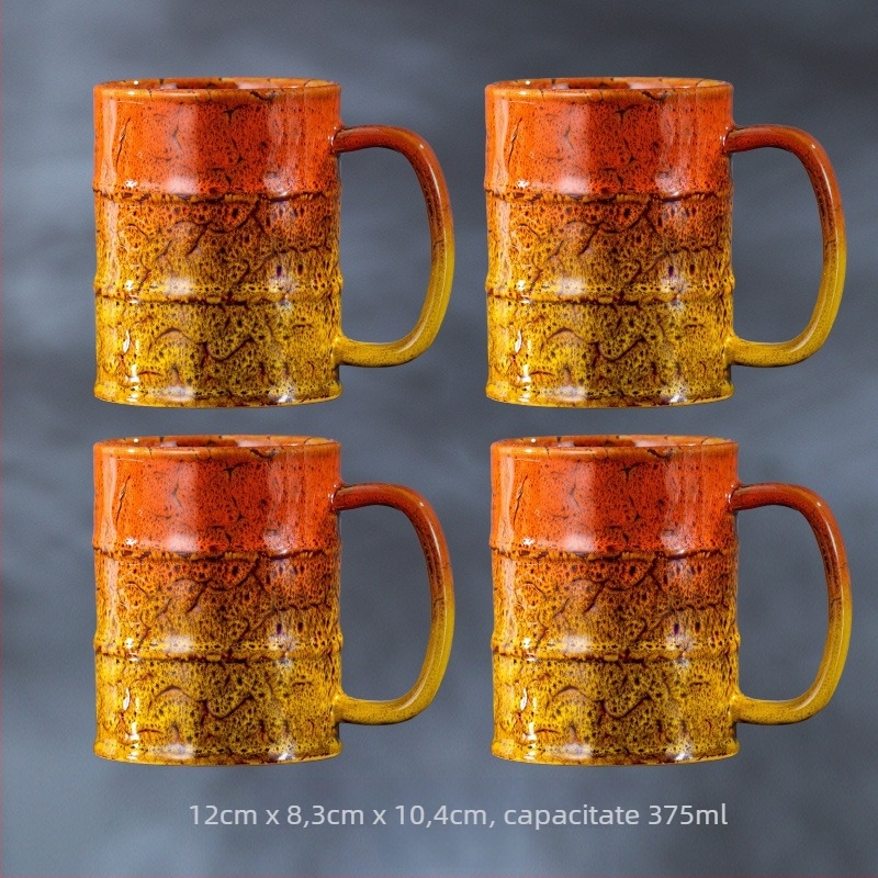 Cană ceramică strunjită la cuptor 375 ml, cană de bere Internet Celebrity, cană de bere personalizată creativă, pahar de vin artizanal, raport Fcm