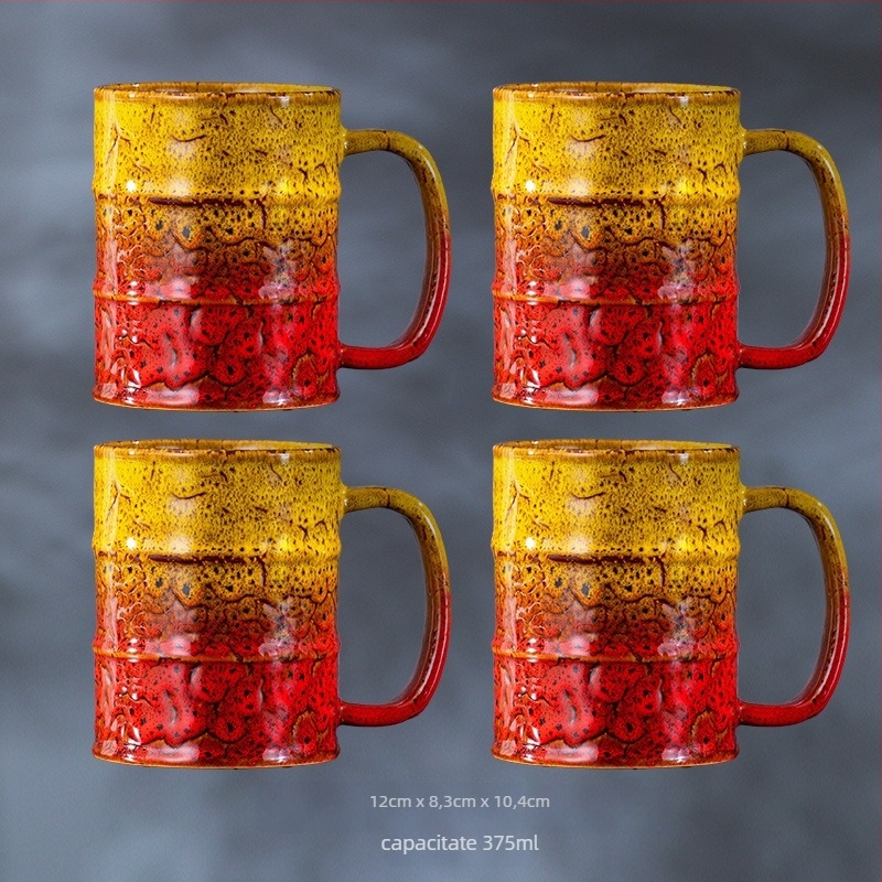 Cană ceramică strunjită la cuptor 375 ml, cană de bere Internet Celebrity, cană de bere personalizată creativă, pahar de vin artizanal, raport Fcm
