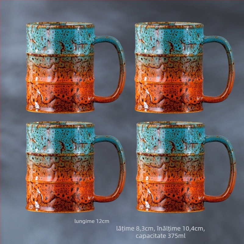 Cană ceramică strunjită la cuptor 375 ml, cană de bere Internet Celebrity, cană de bere personalizată creativă, pahar de vin artizanal, raport Fcm