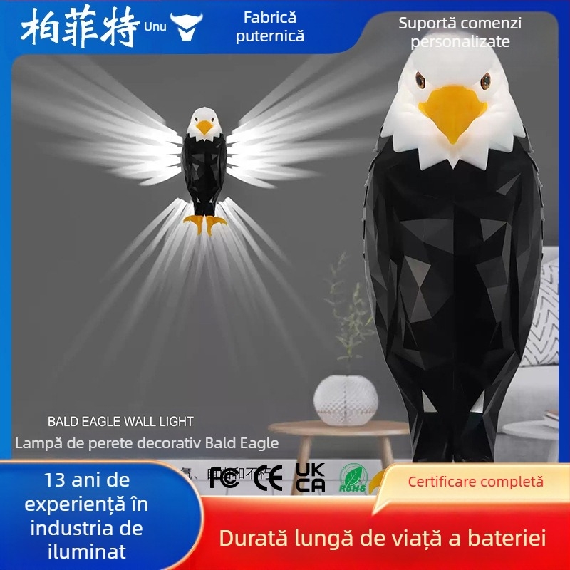 Lampă de perete Eagle, lampă de proiecție pentru dormitor, 2024, nouă, fără cablare, telecomandă, încărcare magnetică, atmosferă creativă, lumină de noapte