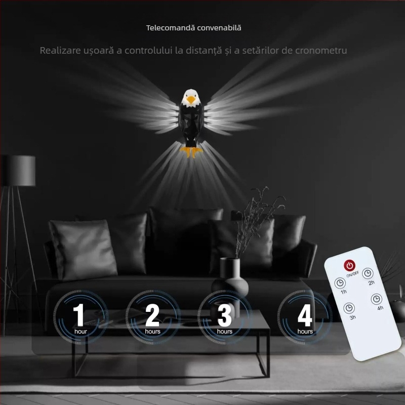 Lampă de perete Eagle, lampă de proiecție pentru dormitor, 2024, nouă, fără cablare, telecomandă, încărcare magnetică, atmosferă creativă, lumină de noapte