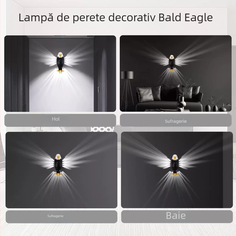 Lampă de perete Eagle, lampă de proiecție pentru dormitor, 2024, nouă, fără cablare, telecomandă, încărcare magnetică, atmosferă creativă, lumină de noapte