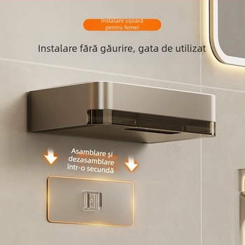 Cutie de săpun montată pe perete, fără perforații, cutie de scurgere a săpunului cu strat dublu, suport de săpun de perete pentru baie de uz casnic