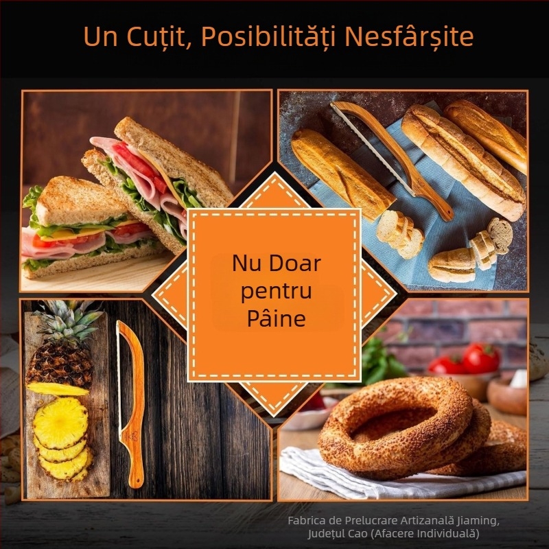 Retro din lemn pâine prăjită ferăstrău sandwich baghetă ferăstrău cuțit din lemn anti-îndoire ferăstrău feliator de pâine de uz casnic