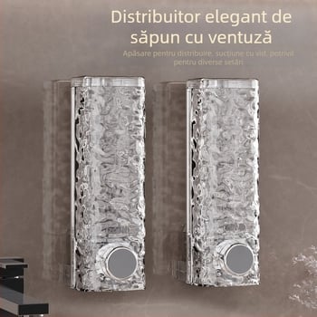 Dispenser de săpun cu ventuză fără perforare, cutie de gel de duș, sticlă de gel de duș, sticlă dezinfectantă pentru mâini montată pe perete, sticlă de șampon cu presare