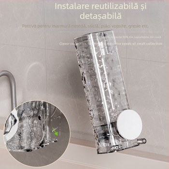 Dispenser de săpun cu ventuză fără perforare, cutie de gel de duș, sticlă de gel de duș, sticlă dezinfectantă pentru mâini montată pe perete, sticlă de șampon cu presare