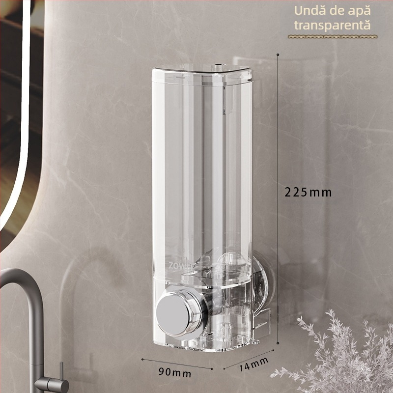 Dispenser de săpun cu ventuză fără perforare, cutie de gel de duș, sticlă de gel de duș, sticlă dezinfectantă pentru mâini montată pe perete, sticlă de șampon cu presare