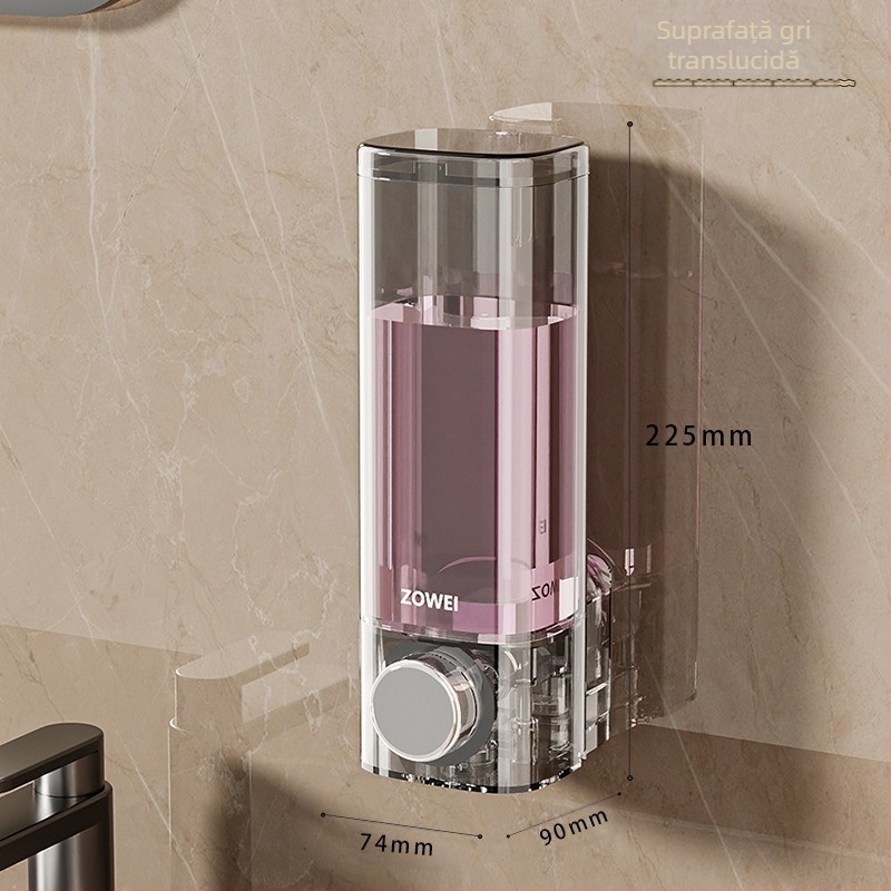 Dispenser de săpun cu ventuză fără perforare, cutie de gel de duș, sticlă de gel de duș, sticlă dezinfectantă pentru mâini montată pe perete, sticlă de șampon cu presare