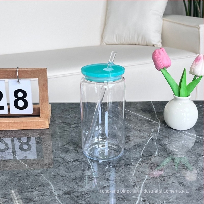 2024 Ventuză din plastic explozivă de 16 oz, ecologică, din jeleu acrilic, culoare Mason, cană de plastic, en-gros