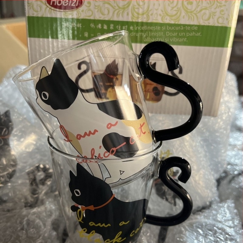 Ceașcă în stil japonez creativ drăguț pisică sticlă fată apă cafea lapte mic dejun pisică labă de uz casnic en-gros