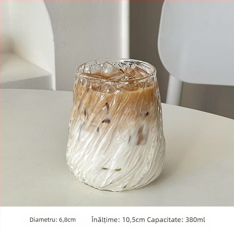 Ceașcă de cafea Latte cu gheață de mare capacitate Vintage Whirlwind, stil american, rezistentă la temperaturi ridicate, îngroșată, transparentă, din sticlă, băutură, ceașcă de băut