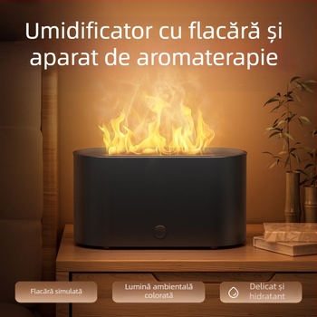 Umidificator de aromă cu flacără simulată mică, atmosferă colorată, dormitor, birou, desktop de înaltă valoare