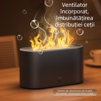 Umidificator de aromă cu flacără simulată mică, atmosferă colorată, dormitor, birou, desktop de înaltă valoare