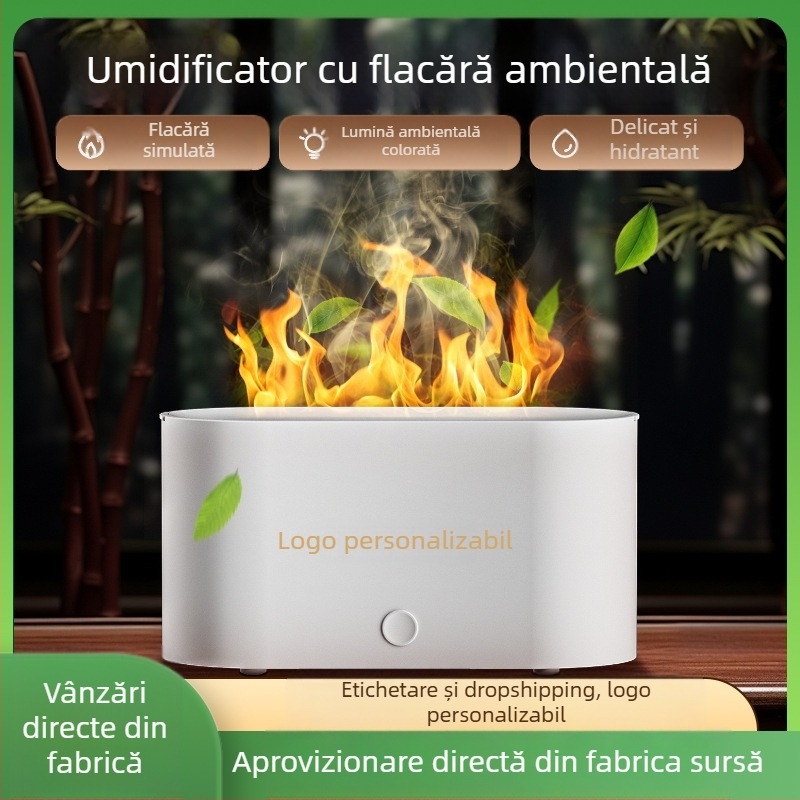 Umidificator de aromă cu flacără simulată mică, atmosferă colorată, dormitor, birou, desktop de înaltă valoare