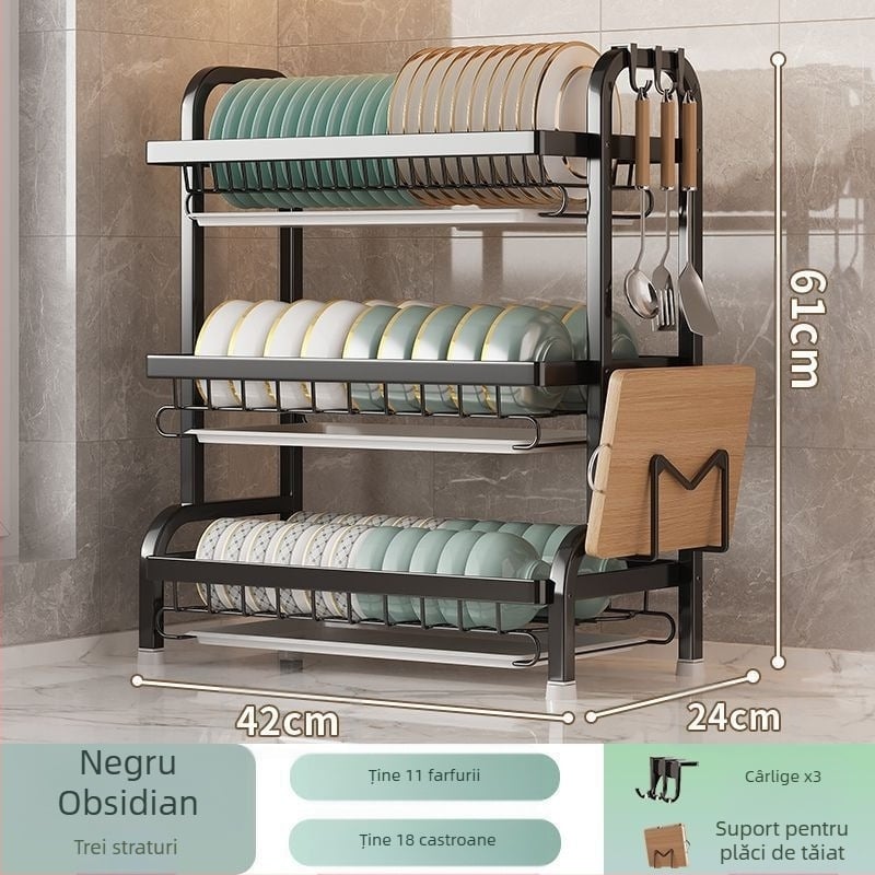 Raft de depozitare pentru bucătărie, multifuncțional, pentru vase și depozitarea vaselor, bol, bețișoare, cutie de depozitare, dulap, raft de vase de uz casnic, raft de scurgere