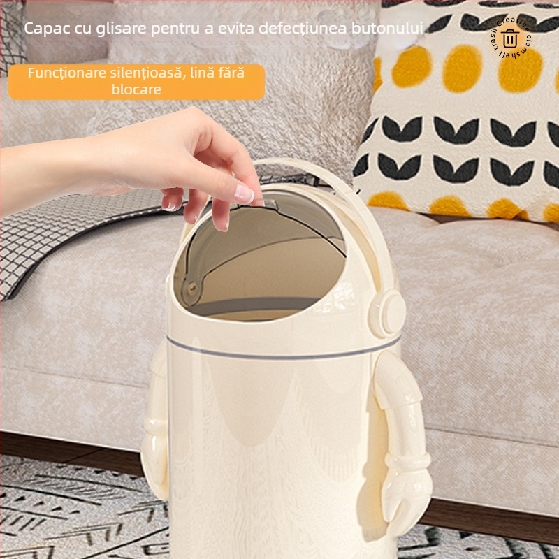 Coș de gunoi de înaltă frumusețe Valoare 2025 Sufragerie Gunoi de uz casnic Drăguț Distractiv Desene animate Astronaut Toaletă Găleată mare de depozitare cu capac