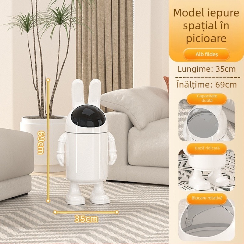 Coș de gunoi de înaltă frumusețe Valoare 2025 Sufragerie Gunoi de uz casnic Drăguț Distractiv Desene animate Astronaut Toaletă Găleată mare de depozitare cu capac