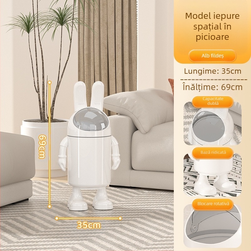 Coș de gunoi de înaltă frumusețe Valoare 2025 Sufragerie Gunoi de uz casnic Drăguț Distractiv Desene animate Astronaut Toaletă Găleată mare de depozitare cu capac